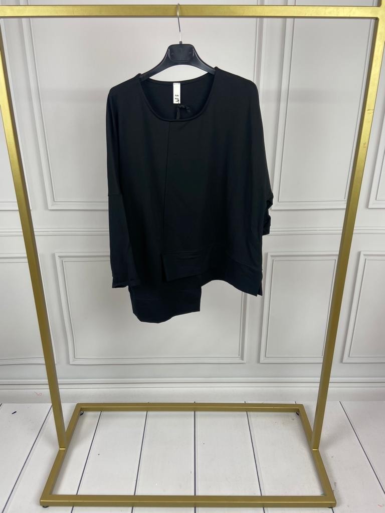 BLUZA CZARNA ASYMETRYCZNA 4099