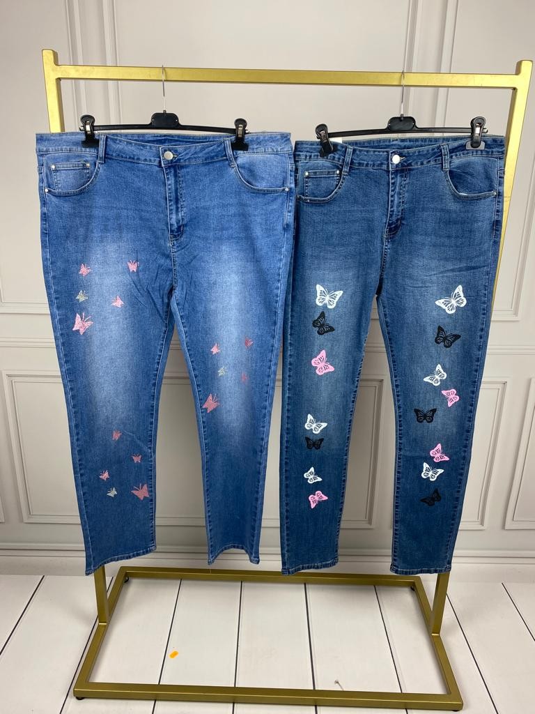 SPODNIE JEANSOWE MOTYLKI 4120