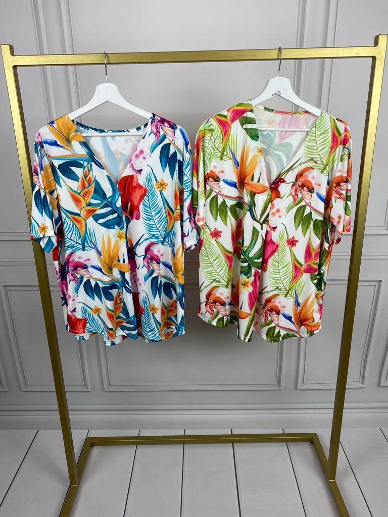 BLUZKA PRINT KWIATY 4154