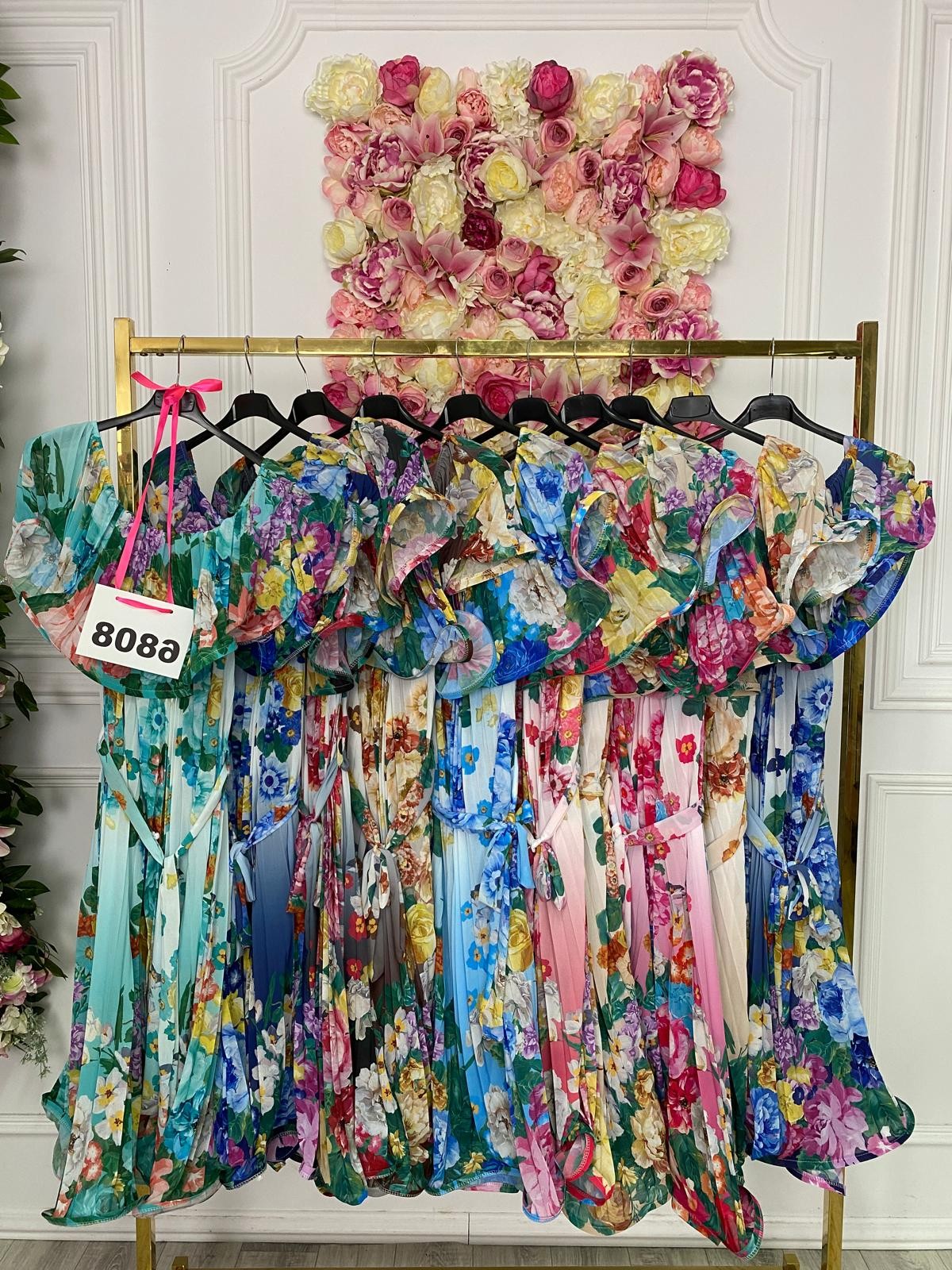 SUKIENKA KWIATY PLISOWANA 6808